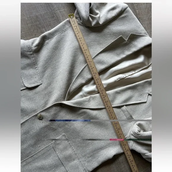 ▶️ Vintage Hopsack 100% Silk Sport Coat 43R Cream Textured Blazer Jacket USA 90s - Picture 11 of 15